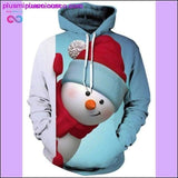 Plus Minus Co Snowman 3D Print Christmas Hoodies with Kangaroo Pocket, view 2