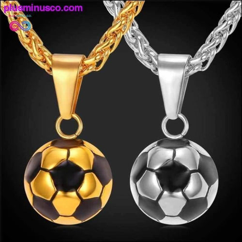 Plus Minus Co Soccer/football Pendant With Stainless Steel Gold Color