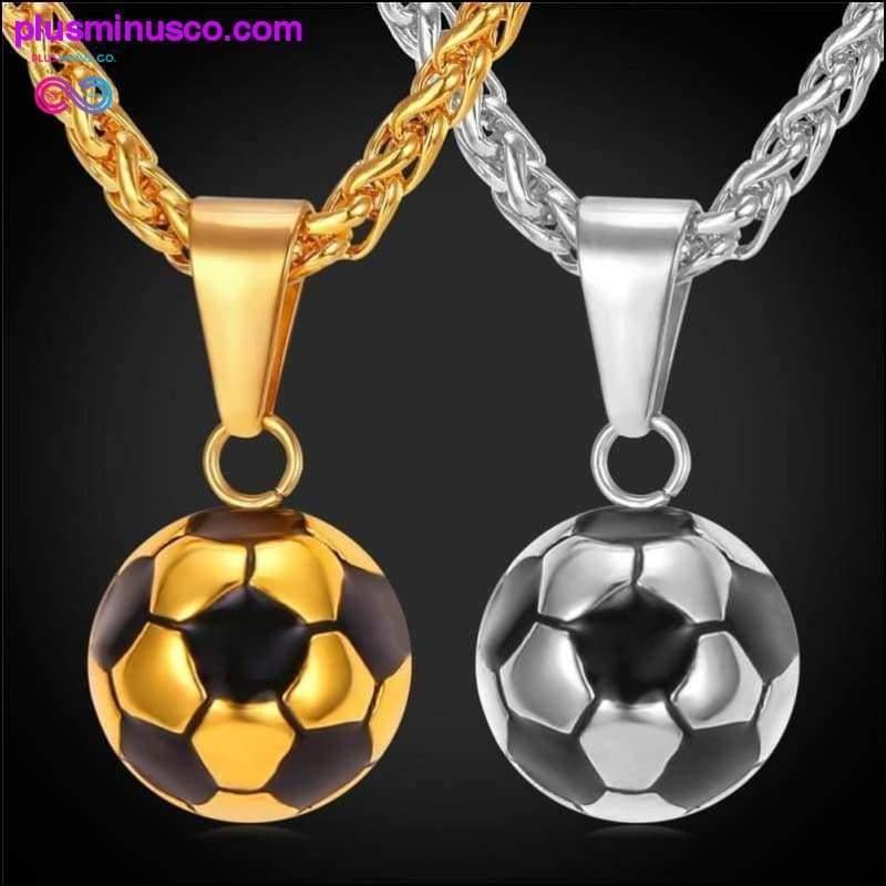 Plus Minus Co Soccer/football Pendant With Stainless Steel Gold Color