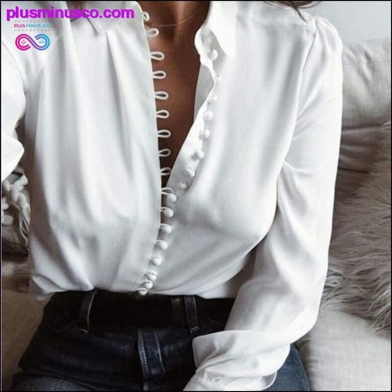 Plus Minus Co Softu Women Fashion Casual Solid Long Sleeve Blouse Lapel