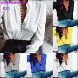Plus Minus Co Softu Women Fashion Casual Solid Long Sleeve Blouse Lapel, view 3