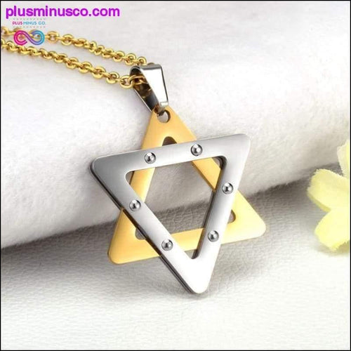 Plus Minus Co Star of David Hexagram Pendant Israel Jewish Judaica