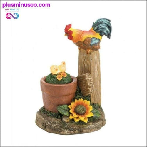 Plus Minus Co Solar Rotating Rooster Garden Decor