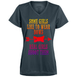 Plus Minus Co Some girls like to wear bow Ladies' Wicking T-Shirt, view 3