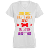 Plus Minus Co Some girls like to wear bow Ladies' Wicking T-Shirt, view 4