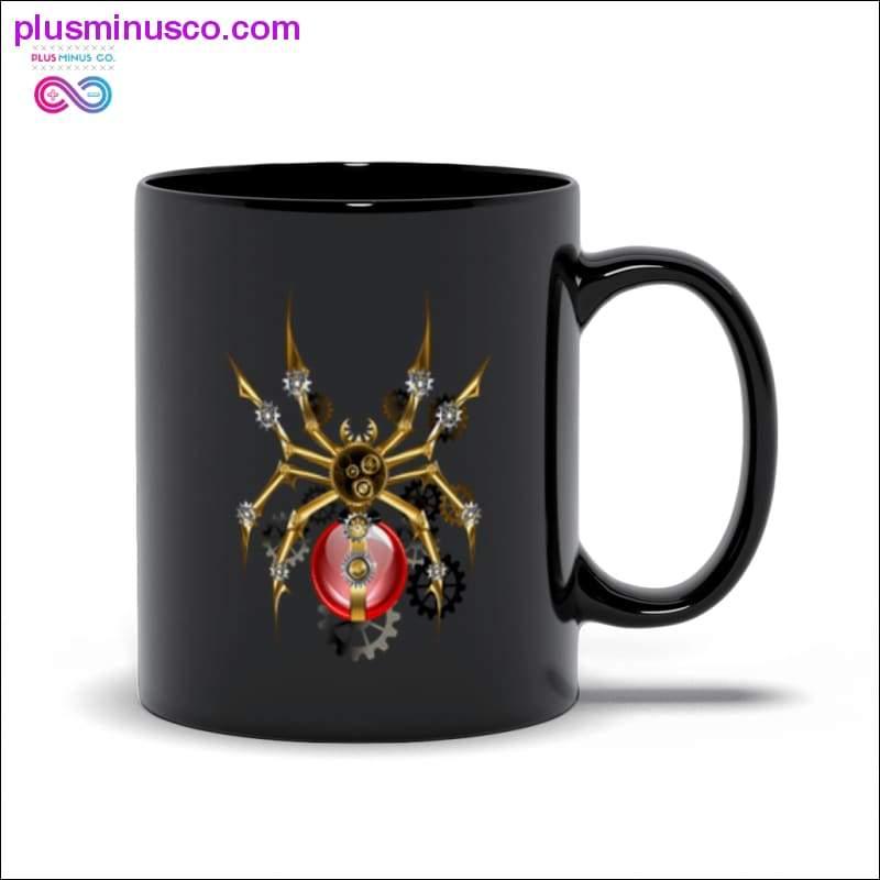 Plus Minus Co Spider with a Red Light Bulb Black Mugs