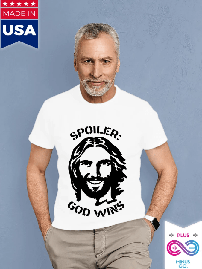 Plus Minus Co Spoiler GOD wins, Funny Christian Shirt, Religious TShirt, Faith Shirt, Grace T Shirt, Church Shirt, Funny God Shirt, Christian TShirt