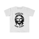 Plus Minus Co Spoiler GOD wins, Funny Christian Shirt, Religious TShirt, Faith Shirt, Grace T Shirt, Church Shirt, Funny God Shirt, Christian TShirt, view 2