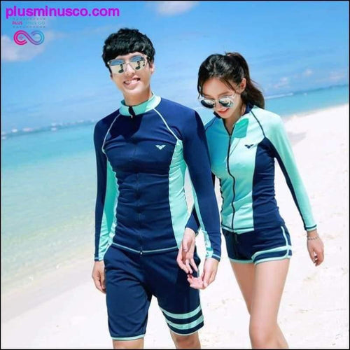 Plus Minus Co Sport Swimwear Women's 5 Pieces+ Men's 3 Pieces Long Sleeves