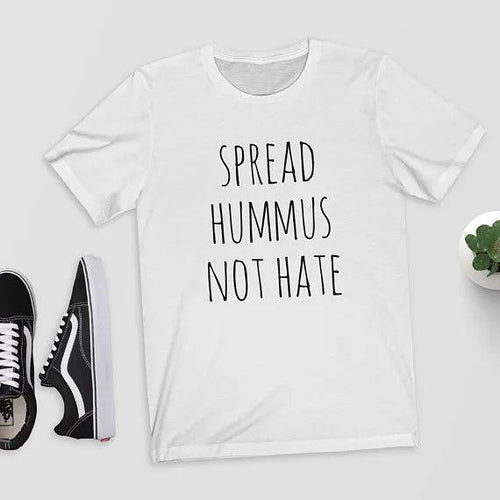Plus Minus Co Spread Hummus Not Hate T-Shirt Top Tee Shirt Vegan Vegetarian Perfect Gift Funny Vegan Shirt