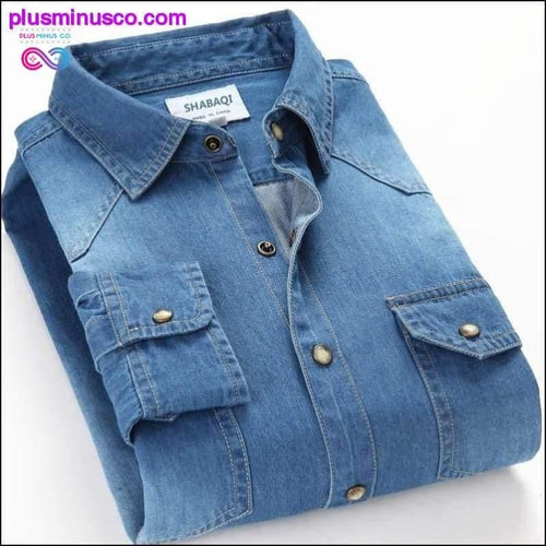 Plus Minus Co Spring Autumn Men Denim Thin Shirt Long Sleeve Soft 100%