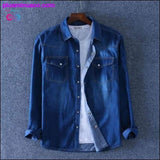Plus Minus Co Spring Autumn Men Denim Thin Shirt Long Sleeve Soft 100%, view 2