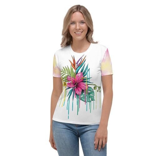 Plus Minus Co Spring Vintage flower Colorful T-shirt || Natural wild flower tee || All over natural flower print, Hibiscus Flower, Hawaiian Shirt,