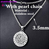 Plus Minus Co Norse Viking Pendant Necklace Large Rune Pentacle Pentagram, view 6