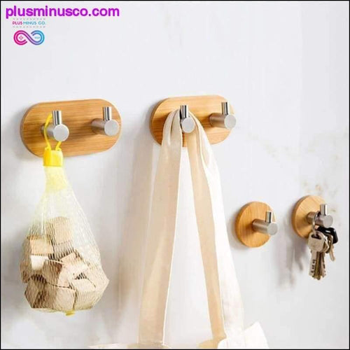 Plus Minus Co Stainless Steel Bamboo And Wood Three-row Hook