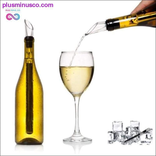 Plus Minus Co Stainless Steel Ice Wine Chiller Stick With Wine Pourer Wine