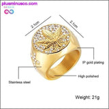 Plus Minus Co Stainless Steel Iced Out Bling Gold Color Ring with Micro, view 2