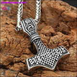 Plus Minus Co Stainless steel Pendant necklace with Valknut Gift Bag, view 2