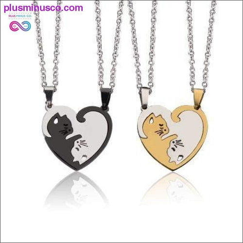 Plus Minus Co Yin Yang Cat Puzzle Piece Necklace Stainless Steel, Silver