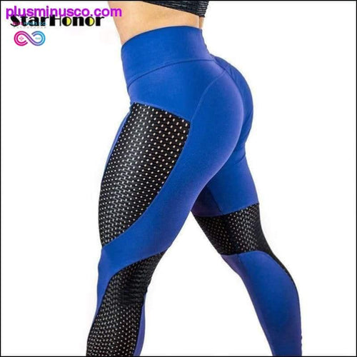 Plus Minus Co StarHonor Women Elastic Sport Leggings Fitness Net Yarn