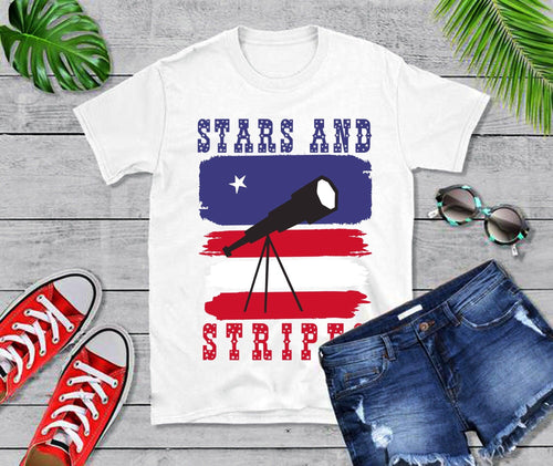 Plus Minus Co Stars And Stripes | Telescope | American Flag T-Shirts, 4th of July celebration