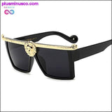 Plus Minus Co Steampunk Sunglasses Men Gold 3D Lion Head Brand Designer, view 3