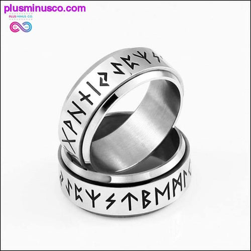 Plus Minus Co Steel Soldier Rotating Viking Rune Ring