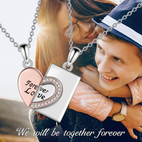 Plus Minus Co Sterling Silver Couples Matching Necklace Heart Puzzle Pendant Jewelry