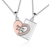 Plus Minus Co Sterling Silver Couples Matching Necklace Heart Puzzle Pendant Jewelry, view 2