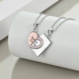 Plus Minus Co Sterling Silver Couples Matching Necklace Heart Puzzle Pendant Jewelry, view 3