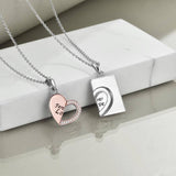 Plus Minus Co Sterling Silver Couples Matching Necklace Heart Puzzle Pendant Jewelry, view 4