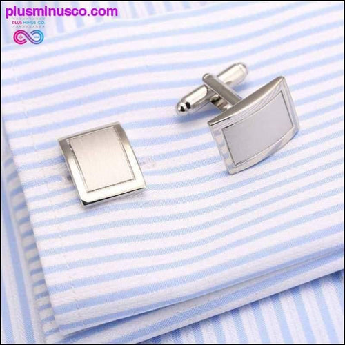 Plus Minus Co Stylish Square Cuff Links Tie Clip Set
