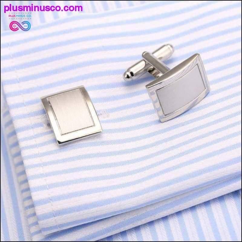 Plus Minus Co Stylish Square Cuff Links Tie Clip Set