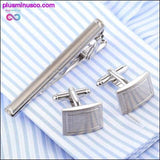 Plus Minus Co Stylish Square Cuff Links Tie Clip Set, view 2