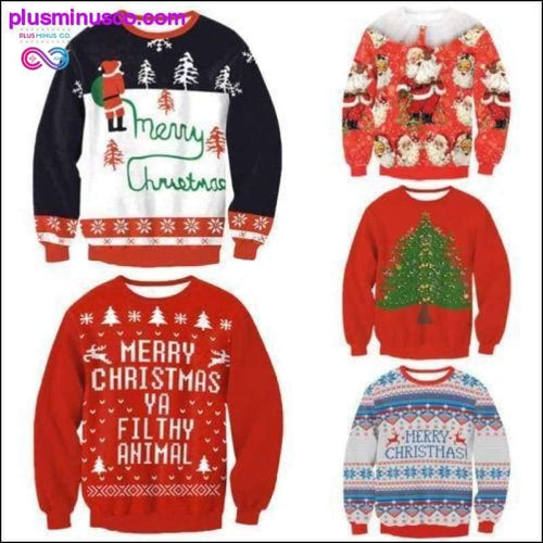 Plus Minus Co Stylish Unisex Santa Xmas Christmas Novelty Ugly RED Retro