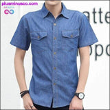Plus Minus Co Summer 2023 Thin Casual Denim Shirt For Men Short Sleeve, view 2