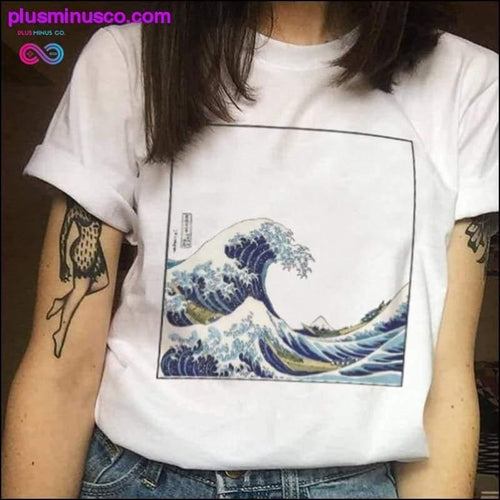 Plus Minus Co Summer Female Wave Japanese Print Fun Short-sleeved T-shirt