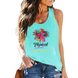 Plus Minus Co Summer Graphic Women 100% Cotton Sleeveless Vests Female Casual Waistcoats Parrot Floral Print Ladies Regular Camisole Tank Tops, view 6