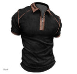 Plus Minus Co Summer New Men Polo Shirt Short Sleeve Color Matching Zipper T-Shirt Top, view 2