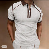 Plus Minus Co Summer New Men Polo Shirt Short Sleeve Color Matching Zipper T-Shirt Top, view 3