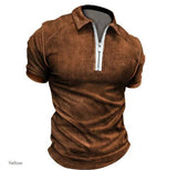 Plus Minus Co Summer New Men Polo Shirt Short Sleeve Color Matching Zipper T-Shirt Top, view 5