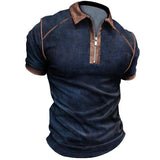 Plus Minus Co Summer New Men Polo Shirt Short Sleeve Color Matching Zipper T-Shirt Top, view 6