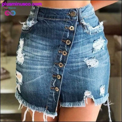 Plus Minus Co Summer Refreshing women's fashion denim skirt zipper casual