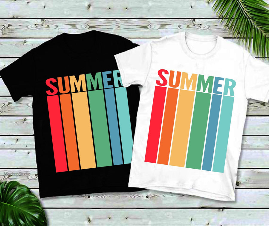 Plus Minus Co Summer | Retro Sunset | Stripes T-Shirts, Rainbow Stripes Summer Tee, Summer Vibes,Summer Lovers Shirt, Season Shirt,