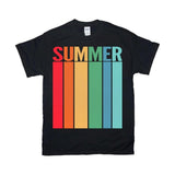 Plus Minus Co Summer | Retro Sunset | Stripes T-Shirts, Rainbow Stripes Summer Tee, Summer Vibes,Summer Lovers Shirt, Season Shirt,, view 2