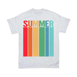 Plus Minus Co Summer | Retro Sunset | Stripes T-Shirts, Rainbow Stripes Summer Tee, Summer Vibes,Summer Lovers Shirt, Season Shirt,, view 3