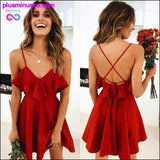 Plus Minus Co Summer Sexy Dress Women's 2019 Backless Cross Drawstring, view 4