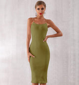 Plus Minus Co Summer Women Bodycon Bandage Dress Sexy Chain Spaghetti Strap Club Dress Celebrity Evening Party Dresses Vestidos, view 2