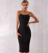 Plus Minus Co Summer Women Bodycon Bandage Dress Sexy Chain Spaghetti Strap Club Dress Celebrity Evening Party Dresses Vestidos, view 3