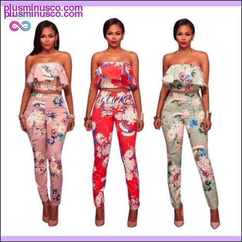 Plus Minus Co Summer Women Clothes Plus size Flower two piece set Print